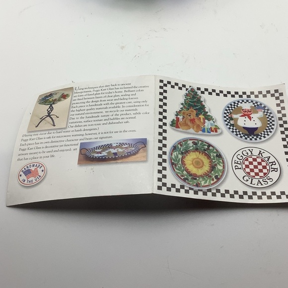 Peggy Karr Hand Fused Glass Bowl Featuring Blue Irises - Picture 10 of 13